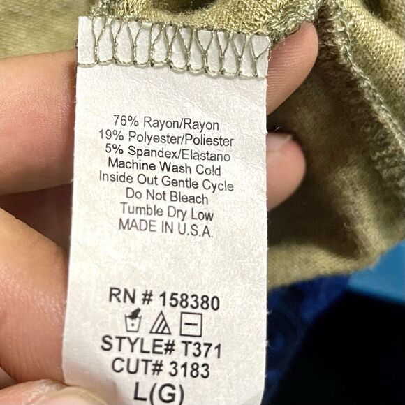 W. by Wantable Shirt Womans V Neck Olive Green Short Flutter Sleeve - Picture 8 of 8